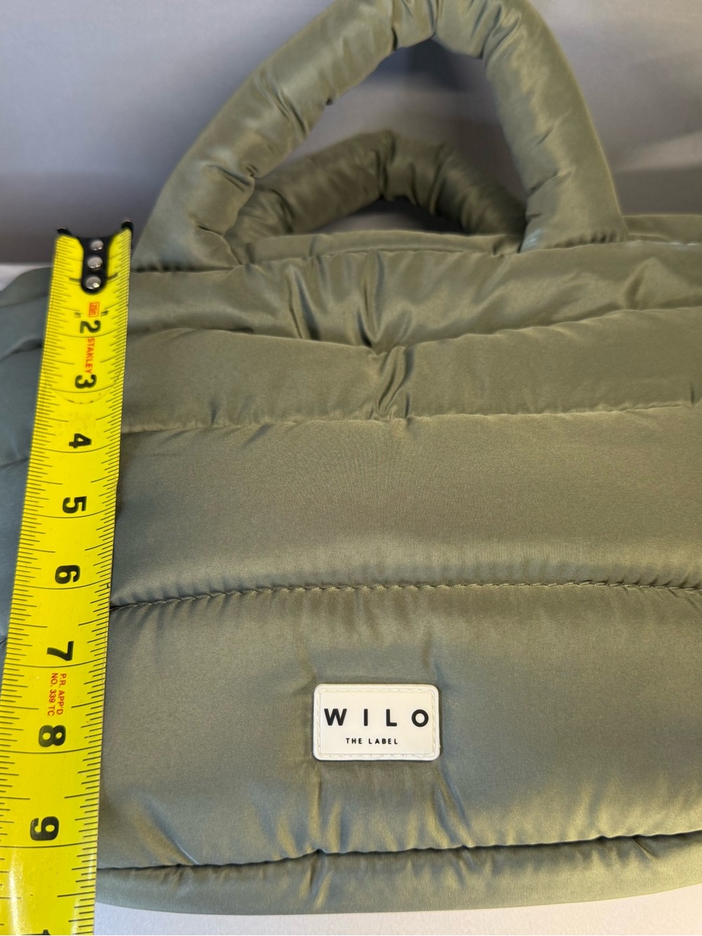 Wilo Quilted Puffer Shoulder Bag in Sage Green - Picture 4 of 10